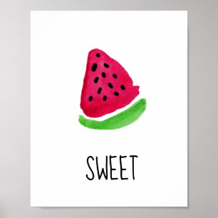 Aquarell Süße Wassermelone Heimdekoration Poster