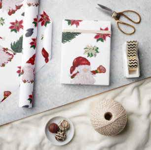 Aquarell süße Weihnachts-Gnome Geschenkpapier