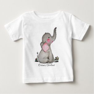 Aquarell Süßer Baby Elefant Mit Erröten & Blumen T-shirt