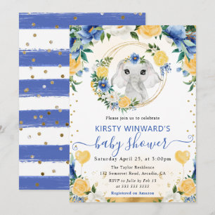Aquarell Süßer Dschungel Elefant Baby Shower Einladung