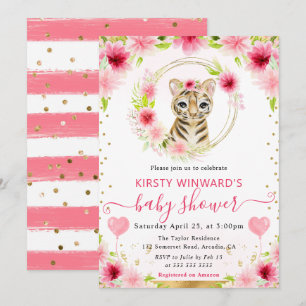Aquarell Süßer Dschungel Tiger Baby Shower Einladung