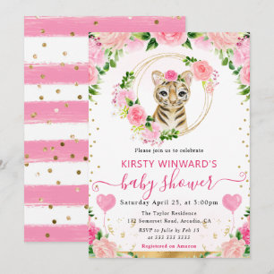 Aquarell Süßer Dschungel Tiger Baby Shower Einladung