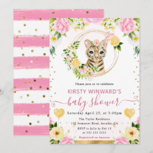 Aquarell Süßer Dschungel Tiger Baby Shower Einladung