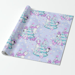 Aquarell Süßer Eisbär und Pinguin Weihnachten Geschenkpapier