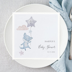 Aquarell Süßer Fuchs Fliegender Ballon Junge Baby  Serviette