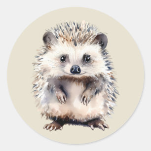 Aquarell Süßer Igel Wilde Tier Kunst Runder Aufkleber
