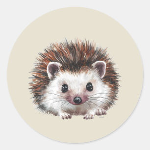 Aquarell Süßer Igel Wilde Tier Kunst Runder Aufkleber