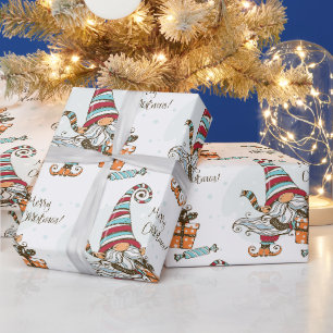 Aquarell Süßer Kleiner Fröhlicher Weihnachts Elf G Geschenkpapier