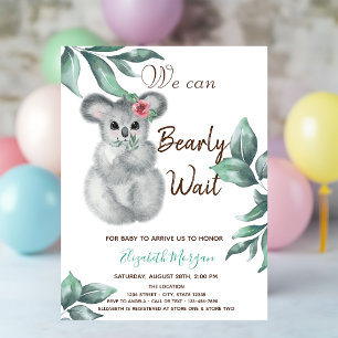 Aquarell süßer Koala rosa gestreifte Babyparty Einladung
