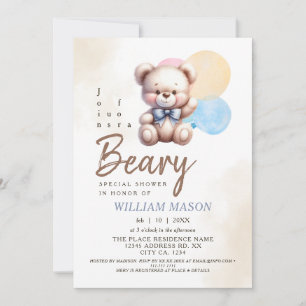 Aquarell Süßer Teddybär Ballon Baby Shower Einladung