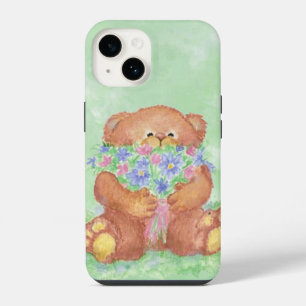 Aquarell Süßer Teddybär Blumenstrauß Kunst iPhone 14 Hülle