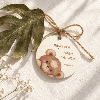 Aquarell Süßer Teddybär Dankeschön Baby Shower Geschenkanhänger