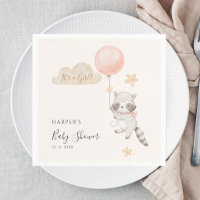 Aquarell Süßer Waschbär Fliegender Ballon Baby Sho