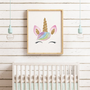 Aquarell Süßes Einhorn-Nursery-Wanddekor Mädchen Poster