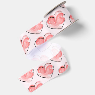 Aquarell Süßes Rosa Herz Satinband