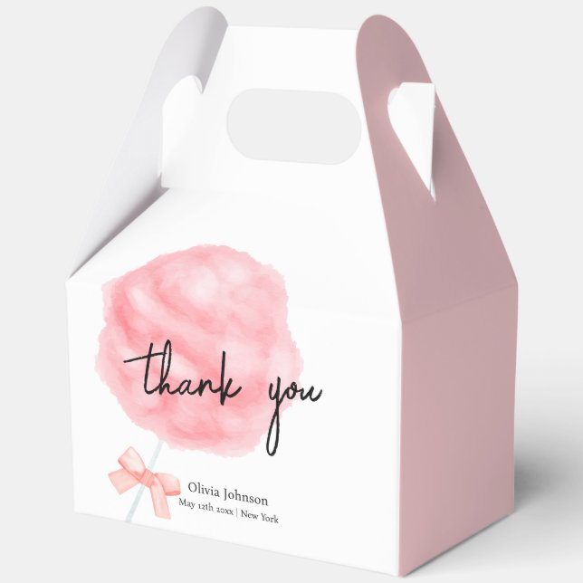 Aquarell Sweet Bow Cotton Candy Baby Dusche Geschenkschachtel (Vorderseite)