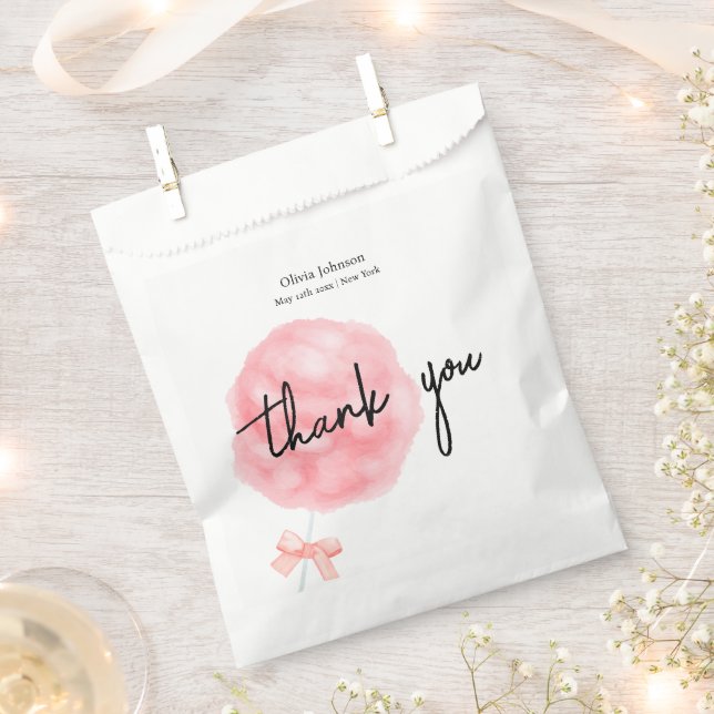 Aquarell Sweet Bow Cotton Candy Baby Dusche Geschenktütchen (Ausgeschnitten)
