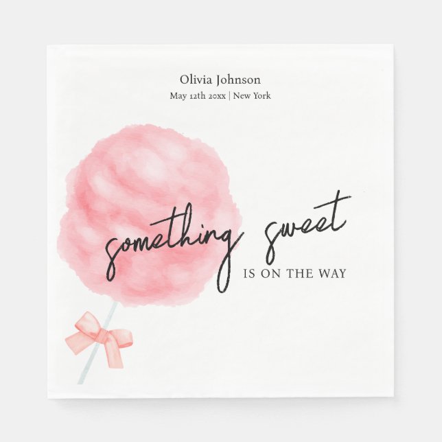 Aquarell Sweet Bow Cotton Candy Baby Dusche Serviette (Vorderseite)