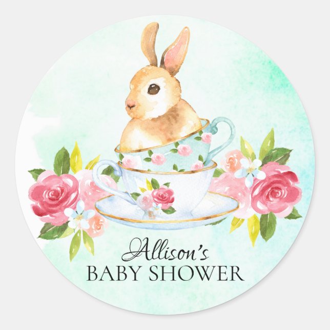 Aquarell Sweet Bunny Baby Tee Party Sticker (Vorderseite)