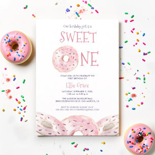 Aquarell Sweet One Donut Thema 1. Geburtstag Boho Einladung