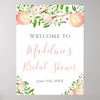 Aquarell Sweet Peach Bridal Baby Dusche Willkommen