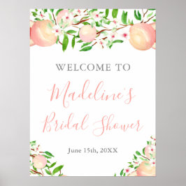 Aquarell Sweet Peach Bridal Baby Dusche Willkommen Poster