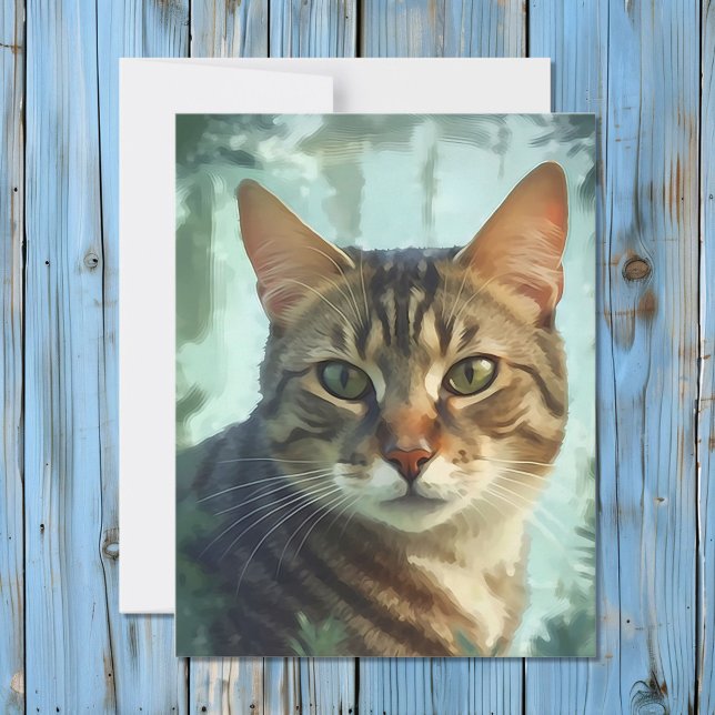 Aquarell Tabby Cat Portrait Feiertagskarte (Von Creator hochgeladen)