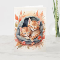 Aquarell-Tabby-Kätzchen schlafende Blumen Blank