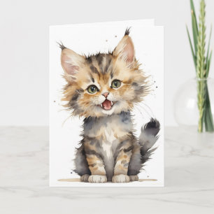 Aquarell Tabby Kitten Geburtstag Karte