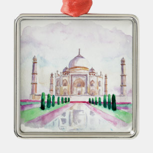Aquarell Taj Mahal Silbernes Ornament