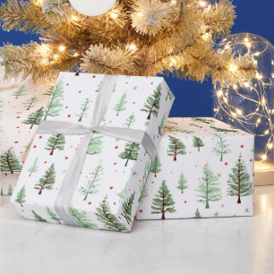 Aquarell-Tannen Bäume Weihnachten Grüne Weihnachts Geschenkpapier