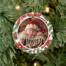 Aquarell-Tannen-Foto-Babys erstes Weihnachten