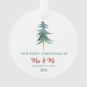 Aquarell-Tannen Unser erstes Weihnachtsfest Ornament