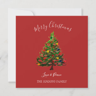 Aquarell-Tannen-Weihnachtsbaum Feiertagskarte