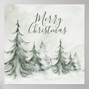 Aquarell-Tannen Winter, Weihnachtsfeier Poster