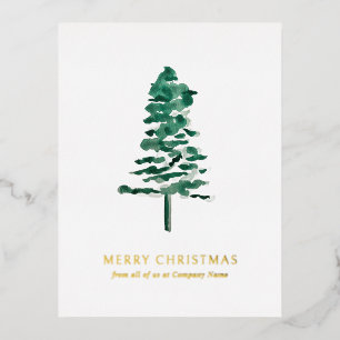 Aquarell-Tannenbaum-Foto-Geschäft Weihnachten Folien Feiertagspostkarte