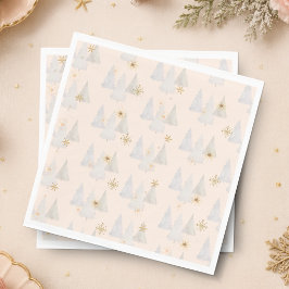 Aquarell-Tannenbaum-Schneeflocken-Weihnachten-Fest Serviette