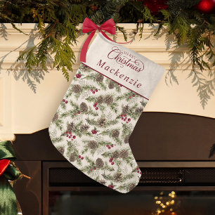 Aquarell Tannenzapfen Botanische Schrift Weihnach Kleiner Weihnachtsstrumpf