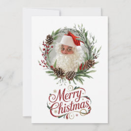Aquarell-Tannenzapfen- und Beeren-Weihnachtskranz Feiertagskarte