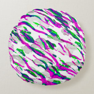 Aquarell-Tarnmuster-Design. Abstrakte Safari-Kache Rundes Kissen