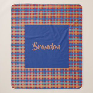 Aquarell-Tartan Handbemalt Monogrammiert Sherpadecke