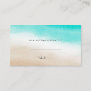 Aquarell Teal- und Tanfarbene elegante Strandhochz Platzkarte