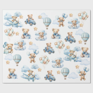 Aquarell-Teddybär-Aviator-Muster-Geschenk Geschenkpapier