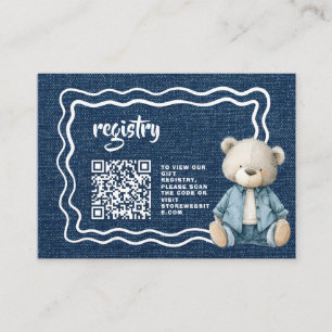 Aquarell-Teddybär Blue Jean Baby QR-Registrierungs Begleitkarte