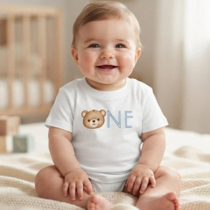 Aquarell-Teddybär EINS 1. Geburtstag Baby T-shirt