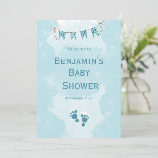 Aquarell-Teddybär-Heißluftballon-Baby-Party Einladung