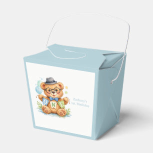 Aquarell-Teddybär mit Geburtstagsbanner ONE Geschenkschachtel