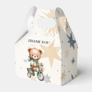 Aquarell-Teddybär-Sterne-Grüne-Fahrrad-Party Geschenkschachtel