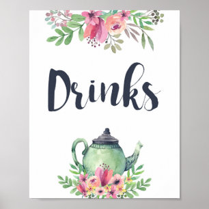 Aquarell-Teekanne-Getränke-Schild Poster