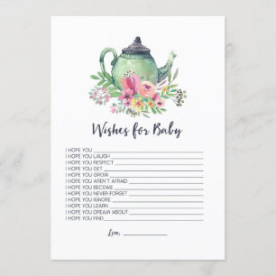 Aquarell-Teekanne-Wünsche für Baby-Karte Einladung